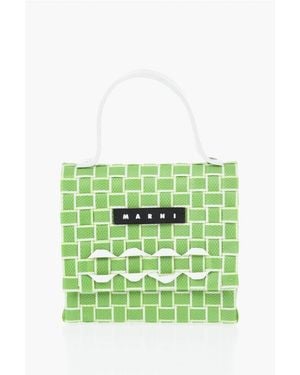 Marni Two-Tone Mini Bag Joy With Woven Design - Green