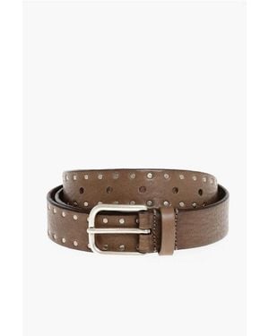 Anderson's Studded Leather Belt 30Mm - Brown
