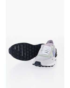 Nike Suede And Mesh Waffle One Low-Top Trainers With Contrasting - White