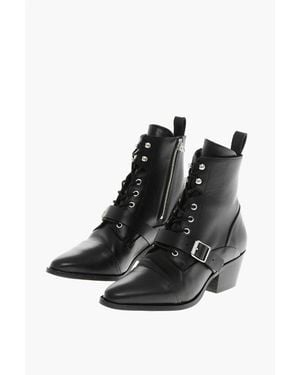 AllSaints Leather Katy Biker Ankle-Boots Heel 5.5Cm - Black