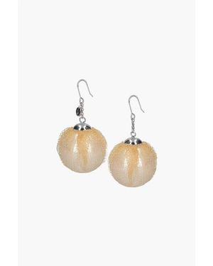 Undercover Resin Pearl Earrings With Tulle Detail - White