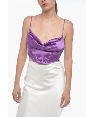 retroféte Celia Cropped Top With Cowl Neck - Purple