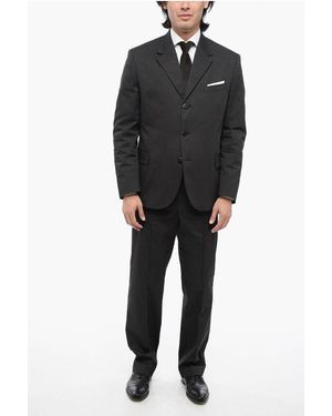 Neil Barrett 3-Button Cotton Blend Suit With Flap Pockets - Black