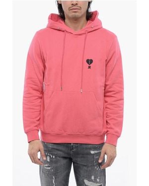 John Richmond Brushed Cotton Tamayo Hoodie With Embroidered Logo - Pink