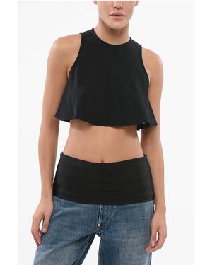 Ami Paris Flared Crop Top - Black