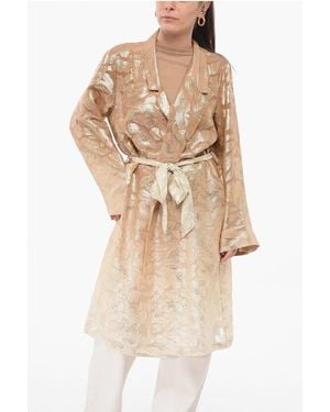SLEEP NO MORE Silk Overcoat With Matched Belt - Natural