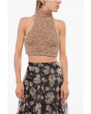Elisabetta Franchi Turtleneck Knitted Crop Top - Black