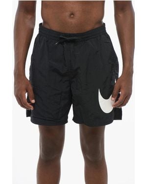 Nike Swim Solid Colour Swim Shorts With Contrasting Logo - Black