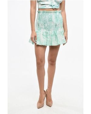Dior Azulejo Patterned Cotton Miniskirt With Flounced Bottom - Green