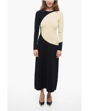 Tory Burch Stretchy Knitted Dress With Colourblock Desing - Black