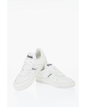 Etonic Solid Colour Leather Low Top Trainers With Contrasting Logo - White