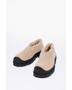 Jil Sander Suede Slip-On Trainers With Shearling Lining - Natural