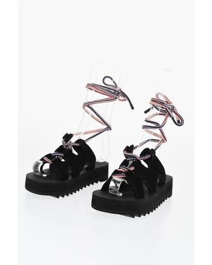Suicoke Lace-Up Suede Ray-Ab Sandals - Black