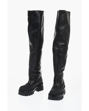 Chloé Leather Knee-High Boots With Tank Sole - Black