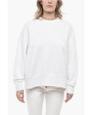 Palm Angels Brushed Cotton Crewneck Sweatshirt Classic Logo - White