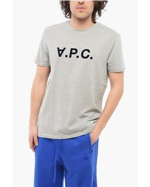 A.P.C. Solid Colour Crew-Neck T-Shirt With Flocked Logo - Grey