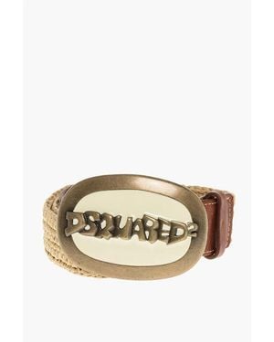 DSquared² Rafia Belt With Enamelled Buckle 40Mm - Metallic