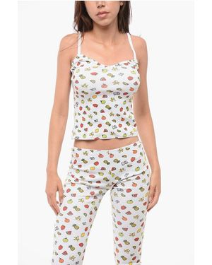 DSquared² Cotton Blend Fruity Tank Top - White
