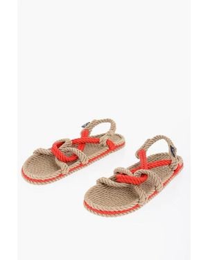 Nomadic State Of Mind Two Tone Rope Slingback Sandals - Red