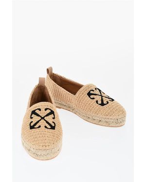 Off-White c/o Virgil Abloh Raffia Arrow Espadrillas With Embroidered Logo - Natural