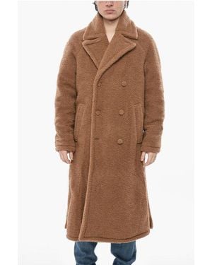 Givenchy Double-Breasted Teddy Coat With Covered Buttons - Brown
