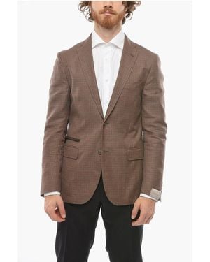 Corneliani Zipped Pocket Gate Gingham Check Blazer - Brown