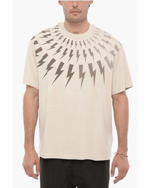 Neil Barrett Easy Fit Crew-Neck T-Shirt With Print - Natural