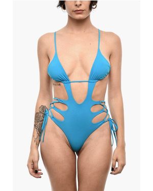 DSquared² Solid Colour One Piece Swimsuit With Cut-Out Details - Blue