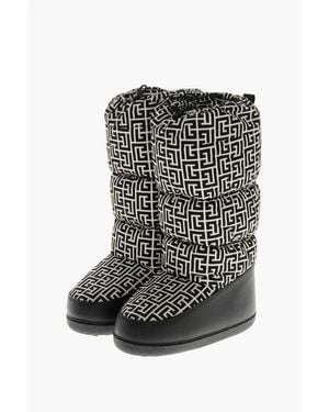 Balmain Nylon Snow Boots With All-Over Monogram - Black