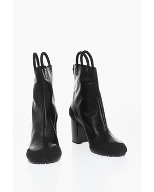 Random Identities Leather Handle Booties With Vibram Sole 8Cm - Black
