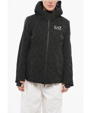 Armani Emporio Logo Puffer Jacket With Hood - Black