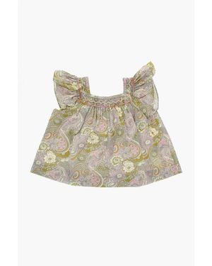 Bonpoint Floral-Motif Blouse With Front Draping - Natural