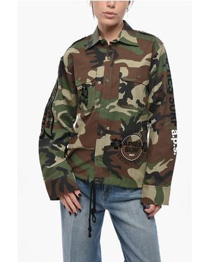 APRÈS SURF Overshirt Savana With Flocked Print And Camouflage Pattern - Grey