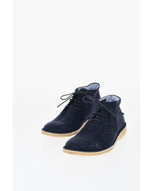 Corneliani Id Solid Colour Suede Desert Boots With Crepe Sole - Blue