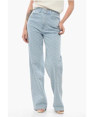 KENZO Patterned Seigaiha Ayame Straight Fit Denims 23Cm - Blue
