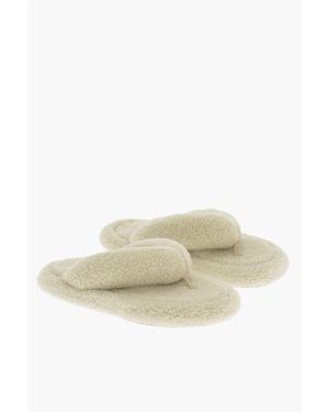 Maison Margiela Mm6 Solid Colour Teddy Flip Flop - Natural