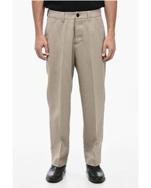 AllSaints Thirty Two Pinestripe Anaco Trousers With Belt Loops - Natural