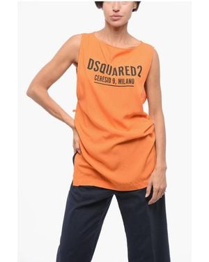 DSquared² Tank Mini Dress With Logo Print - Orange