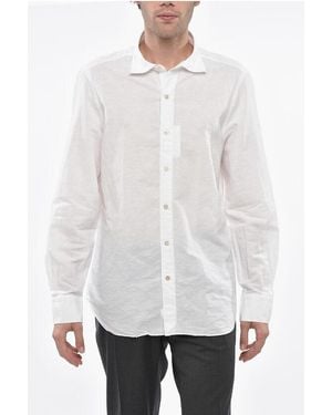 Finamore 1925 Solid Colour Linen Blend Tokio Luigi Shirt - White