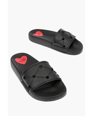 Moschino Love Rubber Slides - Black
