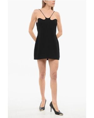 Monot Solid Colour Mini Dress With Back Zip - Black