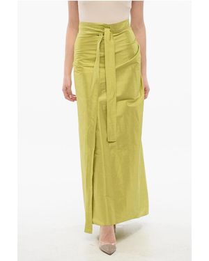 Dior Silk Wrap Skirt With Front Draping - Yellow