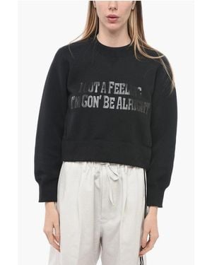 Sacai Side Split I Got A Feeling Cropped Fit Sweatshirt - Black