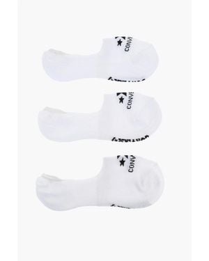 Converse Set Of 3 Solid Colour Ultra Low Socks With Contrasting Logo - White