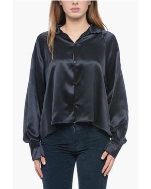 Co.Go Silk Korean Shirt Placket Detailing - Blue