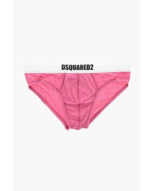 DSquared² Solid Colour Brief With Logoed Elastic Band - Pink