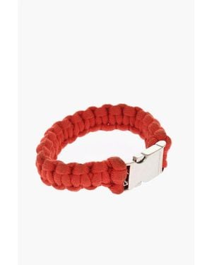 DSquared² Braided Cotton Bracelet With Metal Detail - Red