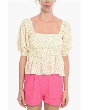 Notes Du Nord Floral-Motif Dolly Top With 3/4 Sleeve - Red