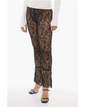 Adriana Hot Couture Macrame' Lace Sheer Trousers - Brown