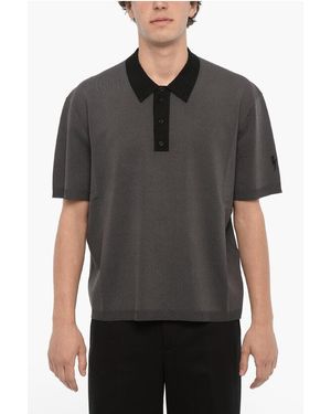 Neil Barrett 3-Buttons Polo Shirt With Ribbed Edges - Grey